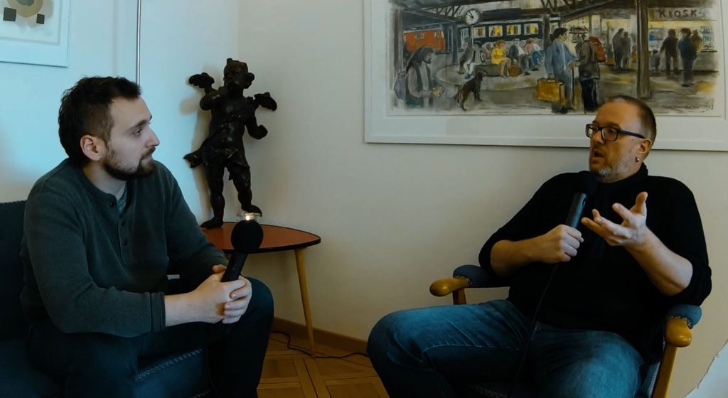 Gespräch mit Damian Kaeser-Casutt, beide mit Mikrofon