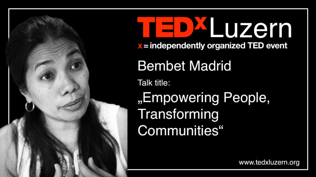 Titelbild TEDxLuzern: Bembet Madrid, «Empowering People, Transforming Communities»